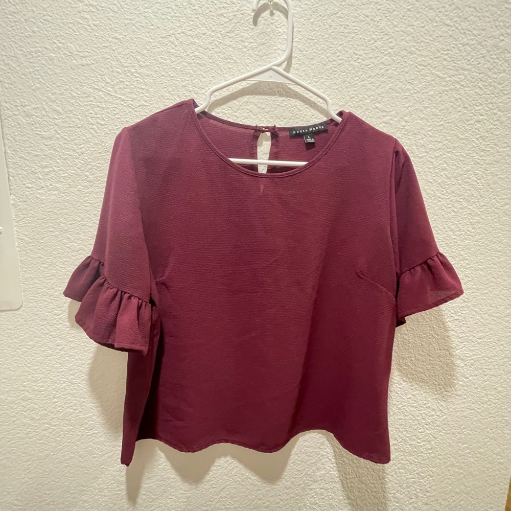 Purple Blouse with flutter sleeves